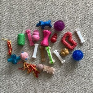 Dog Toy Bundle 18 Count Squeaker Chew Play For Medium Dogs 25 Pounds+ EUC